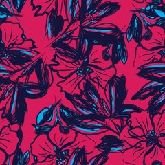 Floral Brush strokes Seamless Pattern Background