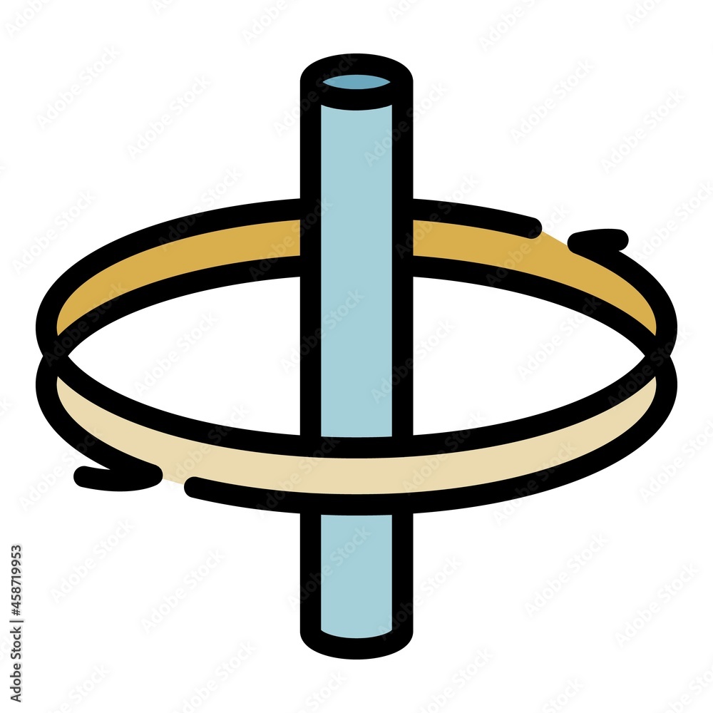 Poster rotation around axis icon. outline rotation around axis vector icon color flat isolated