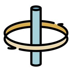 Rotation around axis icon. Outline rotation around axis vector icon color flat isolated