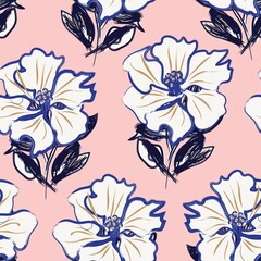 Floral Brush strokes Seamless Pattern Background