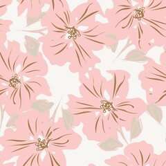 Floral Brush strokes Seamless Pattern Background