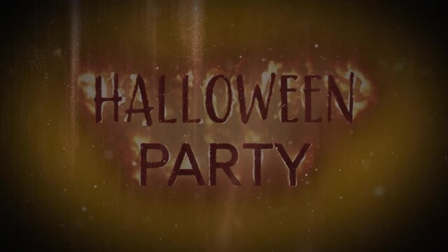 Animation of burning halloween party on brown background
