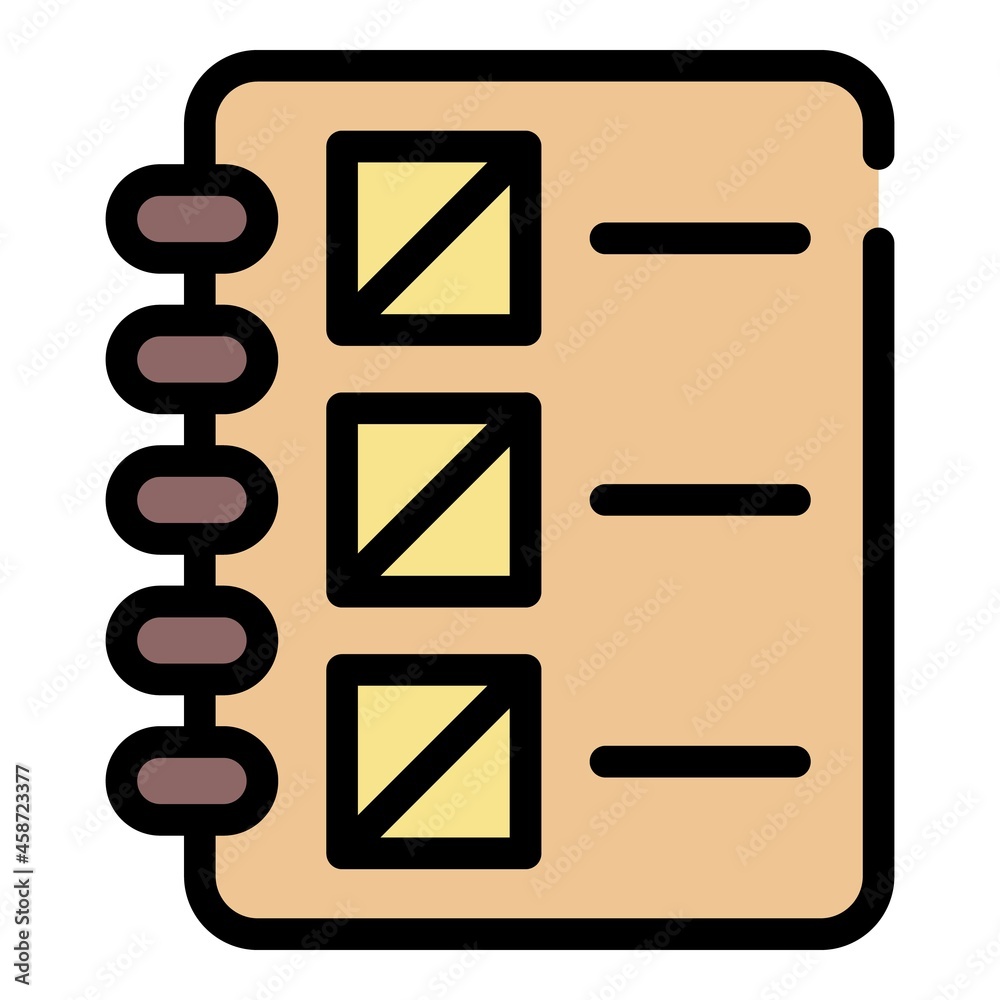 Poster notebook with a list icon. outline notebook with a list vector icon color flat isolated