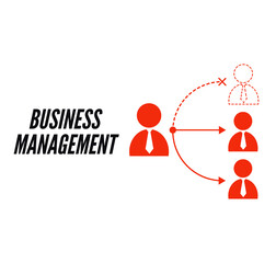 Illustration of simple icon BUSINESS MANAGEMENT with person symbol and flat design.Business management concept.