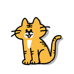 ペン描き風のかわいいベンガルトラ(影付き)