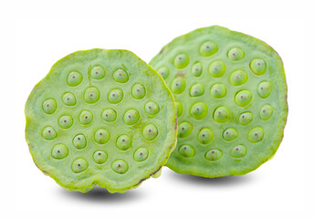 lotus seeds close up on white background