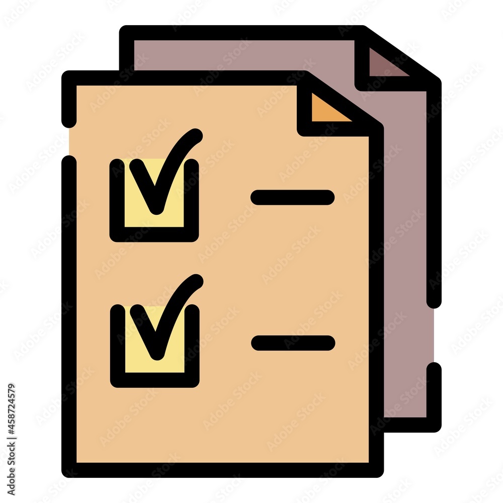 Poster check sheets icon. outline check sheets vector icon color flat isolated