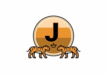 Two tiger line art with J initial letter
