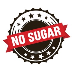 NO SUGAR text on red brown ribbon stamp.