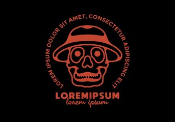 Fototapeta na wymiar Line art of skull with hat and lorem ipsum text