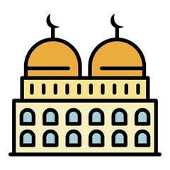 Two dome mosque icon. Outline two dome mosque vector icon color flat isolated
