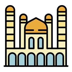 Taj Mahal icon. Outline Taj Mahal vector icon color flat isolated