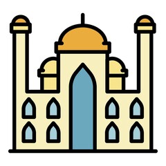 Arab palace icon. Outline arab palace vector icon color flat isolated