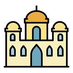 Asian mosque icon. Outline asian mosque vector icon color flat isolated