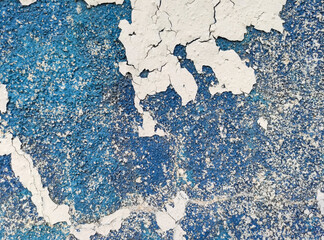 Background texture of an old cracked blue color wall