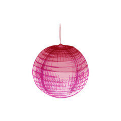 Paper pink lanterns. Vintage vector hatching color illustration.
