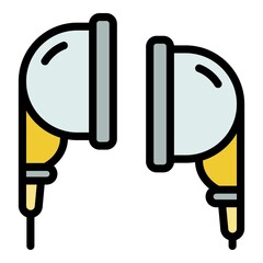 Headphones icon. Outline headphones vector icon color flat isolated