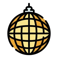 Mirror ball icon. Outline mirror ball vector icon color flat isolated