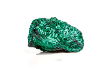Macro mineral stone plisoviy, plush, satin malachite on a white background