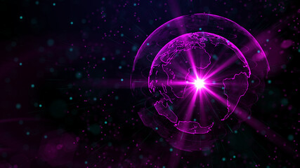 Digital purple planet of Earth, 3D animation