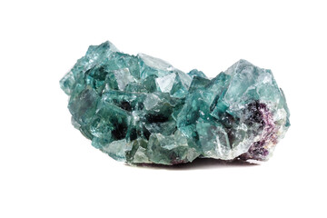 Macro mineral stone Fluorite on a white background