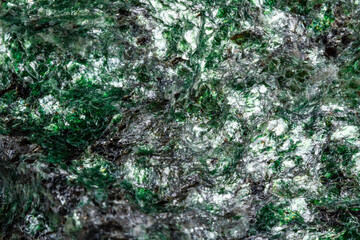 Macro mineral stone Fuchsite on a white background