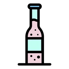 Glass tonic bottle icon. Outline glass tonic bottle vector icon color flat isolated