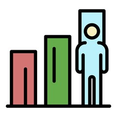Career growth chart icon. Outline career growth chart vector icon color flat isolated