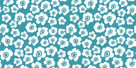 Flower Pattern - Seamless Vector Background 