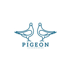 Pigeon logo line vector illustration. Dove logo creative design template. Bird logo premium