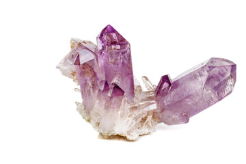 Amethyst Crystal Druse  macro mineral on white background