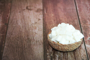 small pieces of white sugar cubes