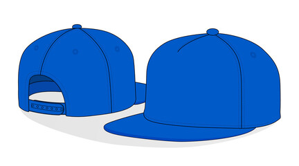Blank Blue Hip Hop Cap Template Vector On White Background.