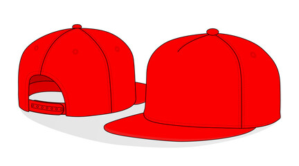 Blank Red Hip Hop Cap Template Vector On White Background.