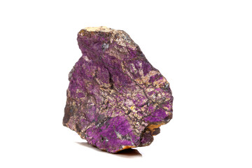 Fototapeta premium Macro mineral stone purpureus, (purple) purpurite in the breed a white background