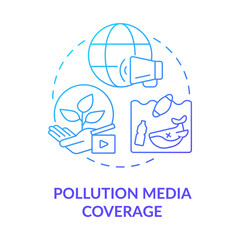 Global pollution media coverage concept icon. Drawing attention to ecological problems through mass media abstract idea thin line illustration. Vector isolated outline color drawing