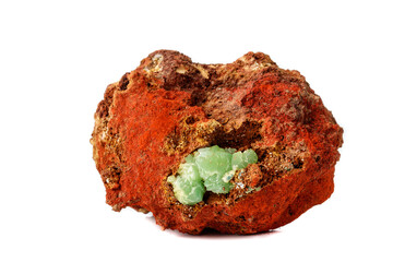 Macro mineral stone Adamite on a white background