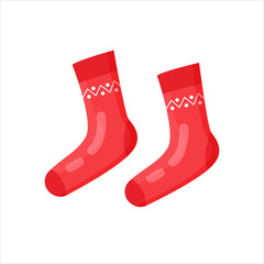 Christmas stocking socks on isolated white background. Vector illustration cartoon style