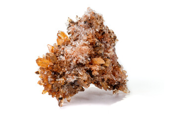 Obraz premium Macro of mineral stone Creedite on microcline on white background