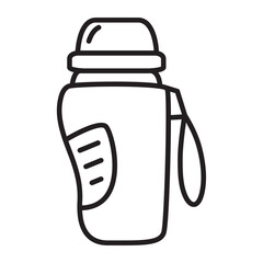 Tumbler with cover.Thermo mug.Cup for hot drinks. Zero waste durable and reusable thermo bottle.Outline vector illustration.Isolated on white background.