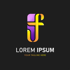 Obraz premium Letter F T And J Logo Design, Colorful Logo Template