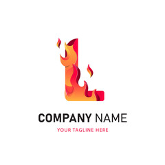 Letter L Fire Logo Design, Colorful Logo Template