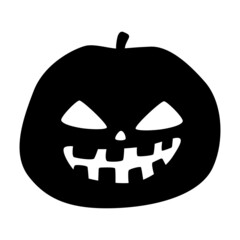Halloween pumpkin silhouette illustration, Jack O Lantern isolated on white background.