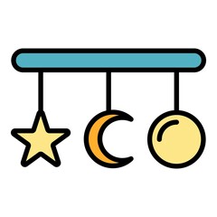 Baby crib toys icon. Outline baby crib toys vector icon color flat isolated