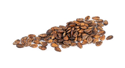 Dried watermelon seeds, Organic grains food, Isolated on white background