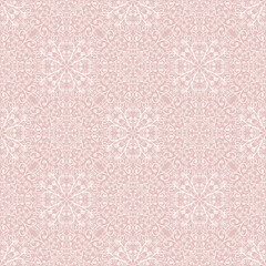 Floral seamless pattern. White drawing, pink background.