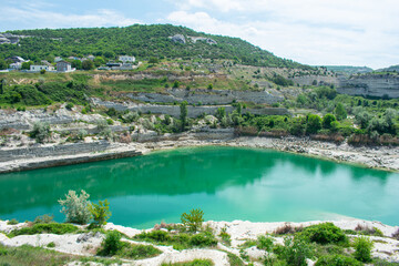Quarry with turquoise water. Crimea