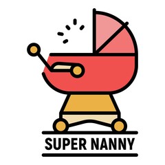 Super nanny icon. Outline super nanny vector icon color flat isolated - obrazy, fototapety, plakaty