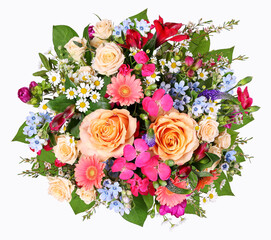 Bouquet of colorful flowers, isolated