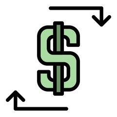 Leasing dollar icon. Outline leasing dollar vector icon color flat isolated
